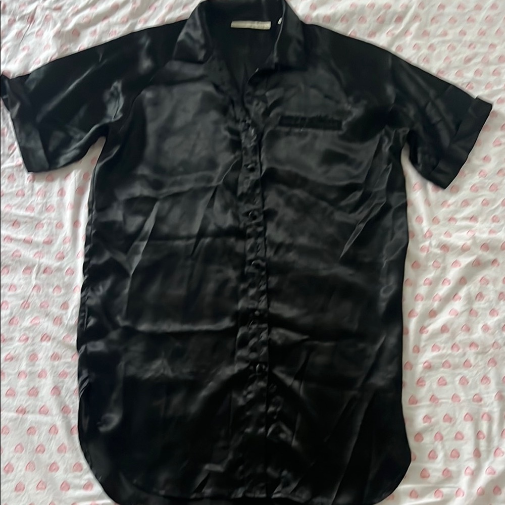 Vintage Erika Taylor Intimates Black Satin Nightshirt
